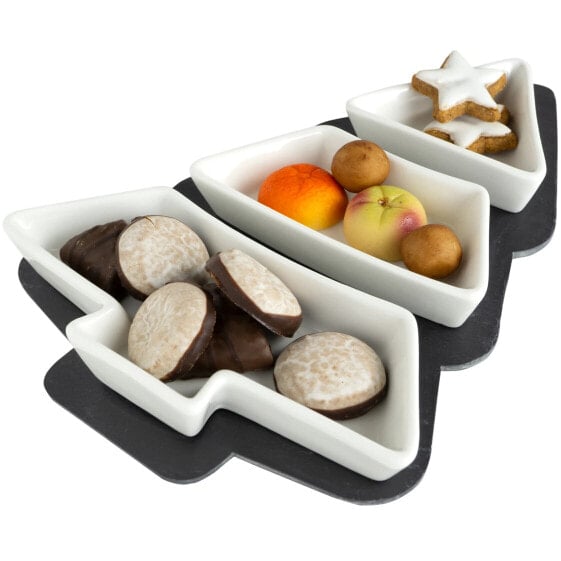 Столовая посуда Moritz & Moritz "Cinnamon" набор для сервировки с подставкой из шифера и керамическими чашами