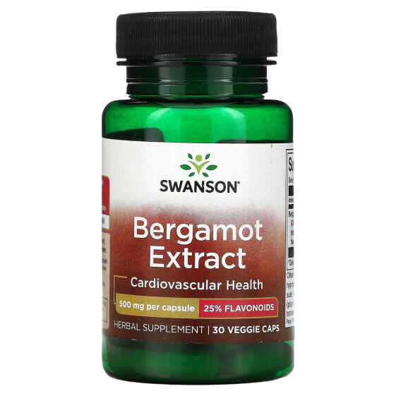 Swanson, Экстракт бергамота, 500 мг, 30 вегетарианских капсул