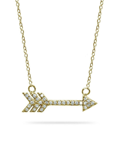 Cubic Zirconia Arrow Necklace in 18k Gold Plated Sterling Silver or Sterling Silver