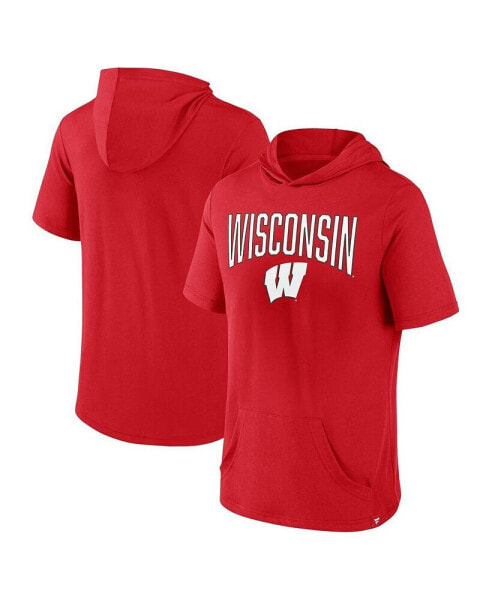 Men's Red Wisconsin Badgers Outline Lower Arch Hoodie T-shirt