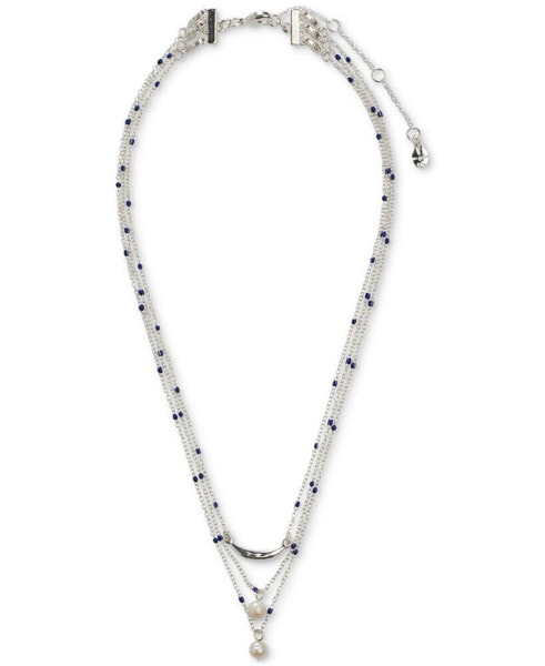 Silver-Tone Imitation Pearl Convertible Layered Pendant Necklace, 15-1/2" + 3" extender