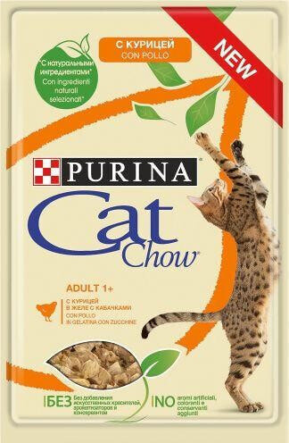 Влажный корм для кошек PURINA, CAT CHOW, кусочки в желе, 85 г