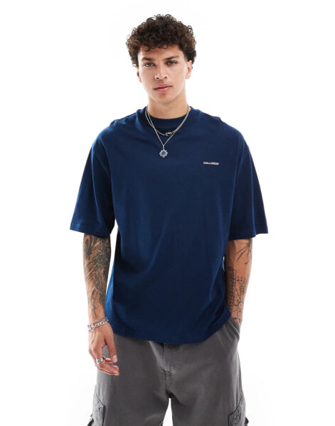 COLLUSION oversized logo t-shirt in navy