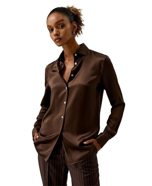 Women's Spread Collar Silk Shirt