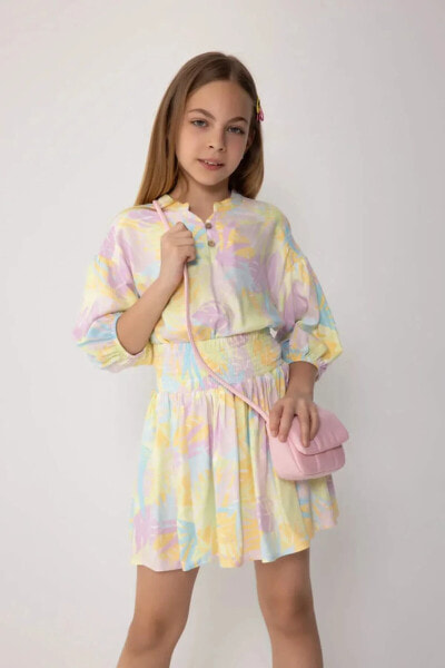 Kız Çocuk Belmando Desenli Bluz Etek 2'li Takım