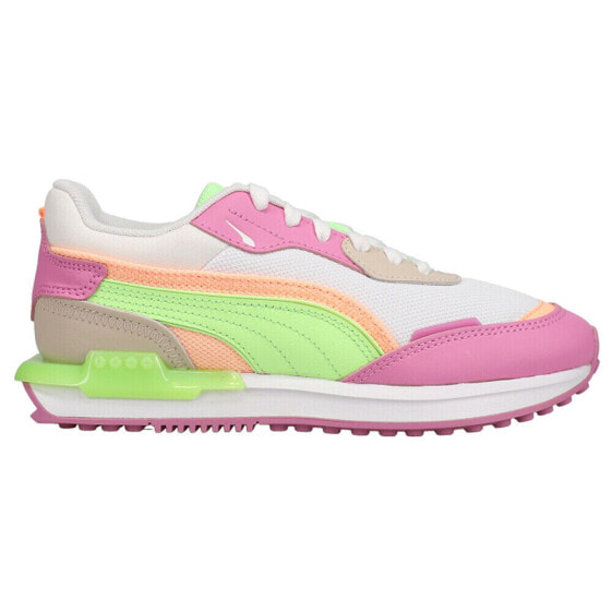 Puma City Rider Translucent Lace Up Womens Green, Orange, Pink, White Sneakers