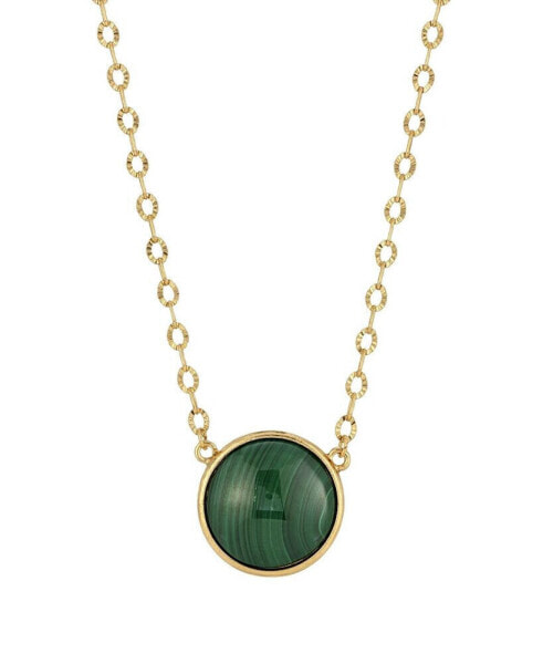 Gold-Tone Malachite STone Necklace