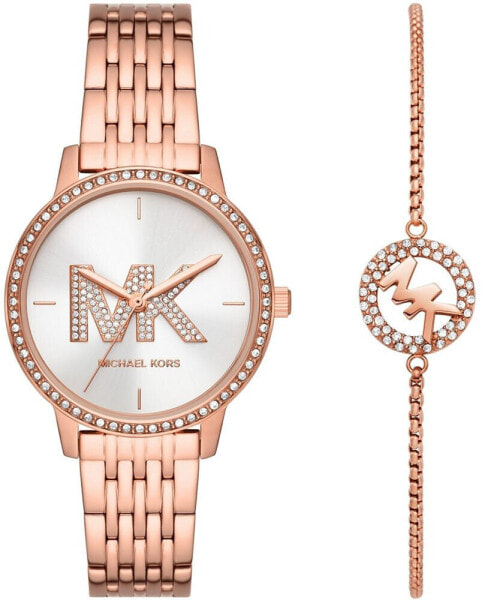 Women's Melissa Three-Hand Rose Gold-Tone Stainless Steel Watch Set 35mm