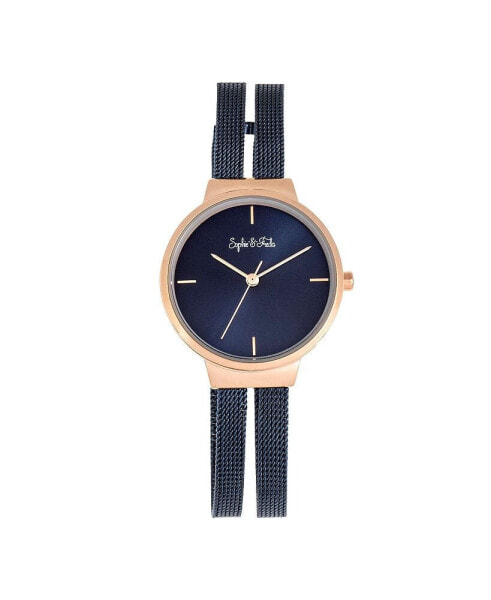 Часы и аксессуары Sophie And Freda женские Наручные часы из нержавеющей стали Sedona - Rose Gold/Blue, 30 мм