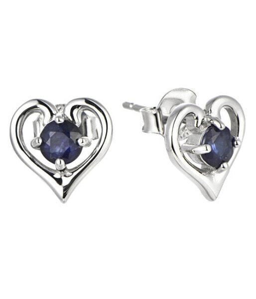 Gentle silver earrings with sapphires ME05096B