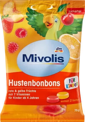 Bonbon, rote und gelbe Früchte für Kinder, zuckerfrei, 75 g