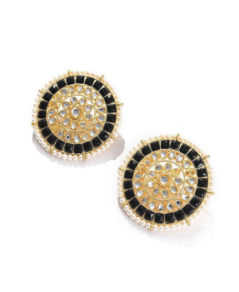 Women's Black Stone Stud Earrings