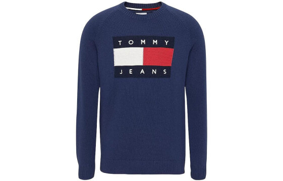 Tommy Hilfiger FW22 Logo提花圆领套头长袖毛衣 男款 蓝色 / Свитер Tommy Hilfiger FW22 Logo DM0DM15061C87