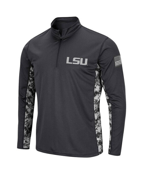 Men's Charcoal LSU Tigers OHT Military-Inspired Appreciation Digi Camo Quarter-Zip Jacket