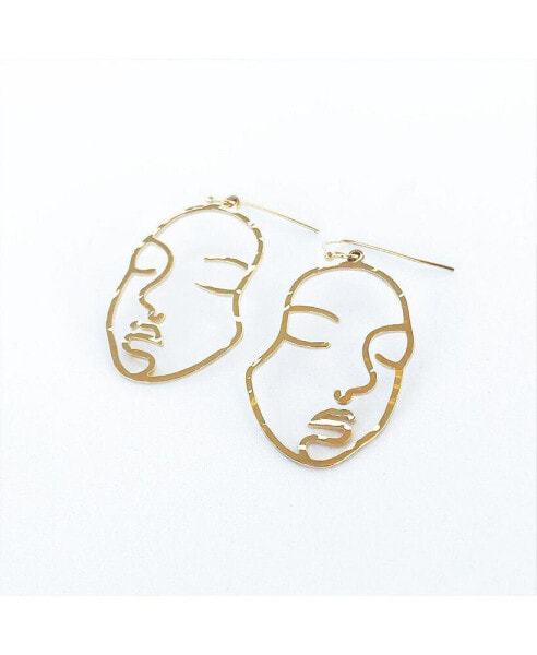 Sanctuary Project by Hammered Modern Art Face Statement Drop Earrings Gold