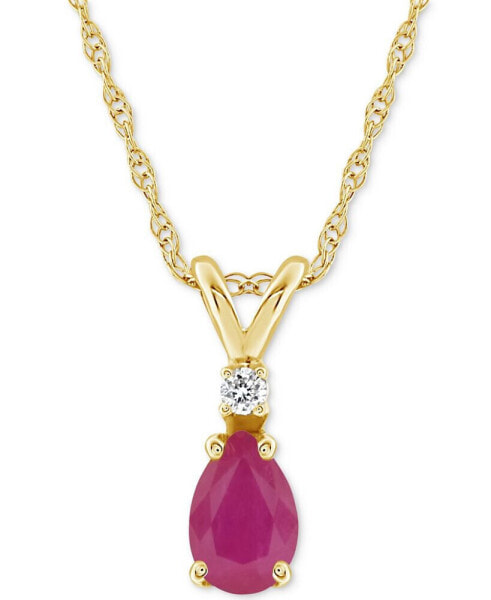 Sapphire (1/2 ct. t.w.) & Diamond Accent 18" Pendant Necklace in 14k Gold (Also in Ruby & Emerald)