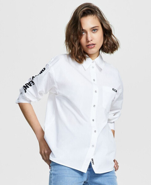Women's Cotton Embroidered-Logo Shirt