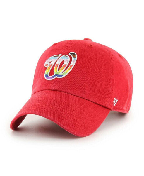 Men's Red Washington Nationals Team Pride Clean Up Adjustable Hat