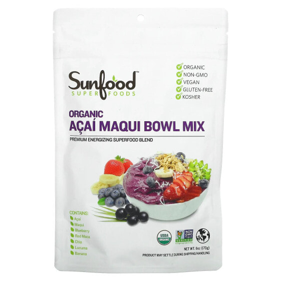 Суперфуды Sunfood Органическая смесь для Acai Maqui Bowl, 6 унций (170 г)