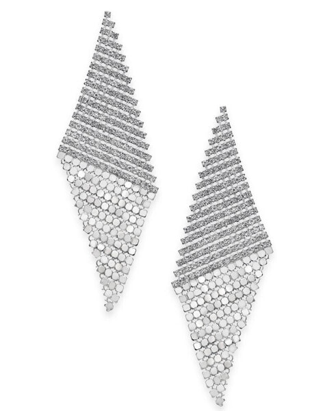 Silver-Tone Pavè Triangular Mesh Statement Earrings, Created for Macy's