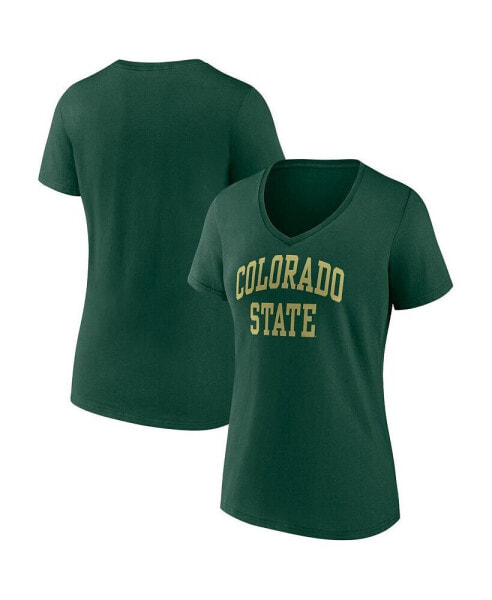 Women's Green Colorado State Rams Basic Arch V-Neck T-shirt