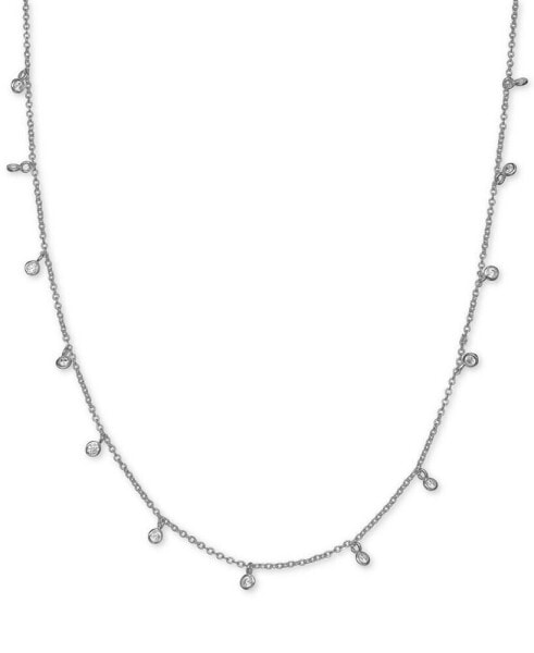 Giani Bernini cubic Zirconia Dangle Chain Necklace in Sterling Silver, 16" + 2" extender, Created for Macy's