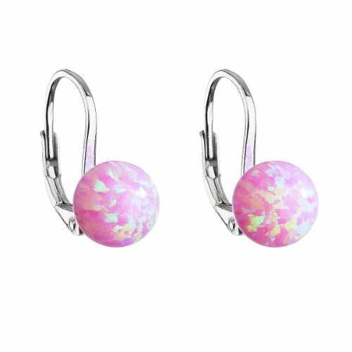 Glittering silver earrings with synthetic opal 11245.3 pink