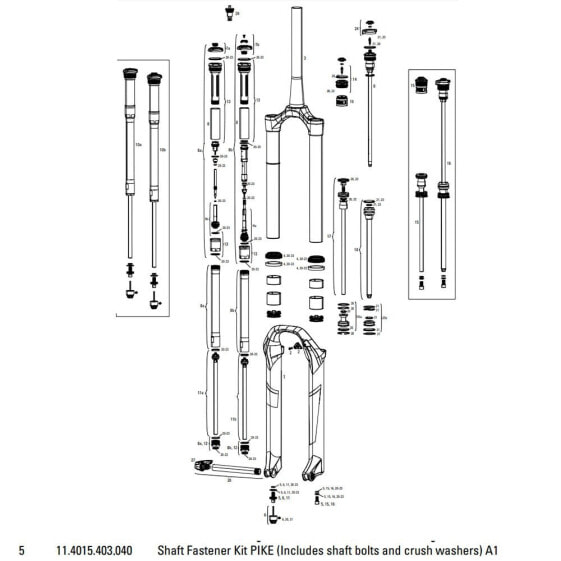 Вилка Запорный Набор болтов ROCKSHOX Pike из модели 14-15