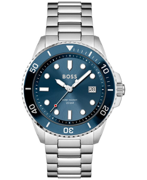 Часы Hugo Boss ace Silver-Tone Watch 43mm