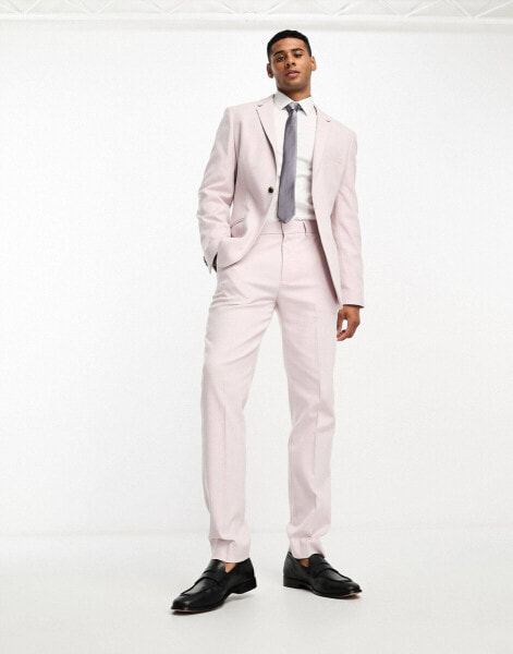 ASOS DESIGN slim oxford suit trouser in dusty pink