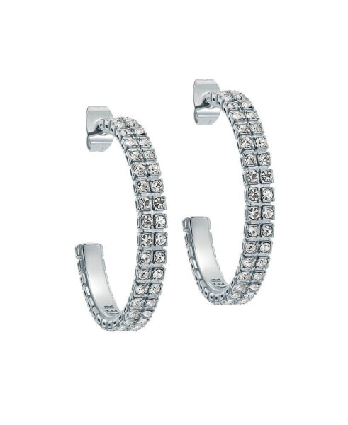 MELLIA: Medium Double Crystal Hoop Earrings