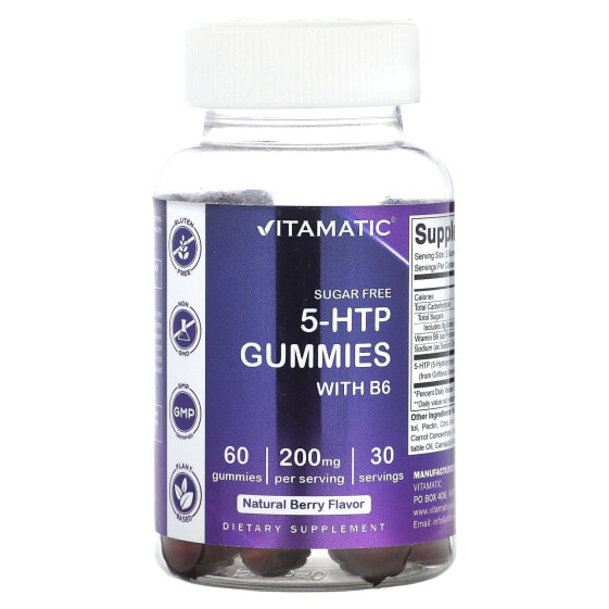 5-HTP Gummies with B6, Natural Berry, 200 mg, 60 Gummies (100 mg per Gummy)