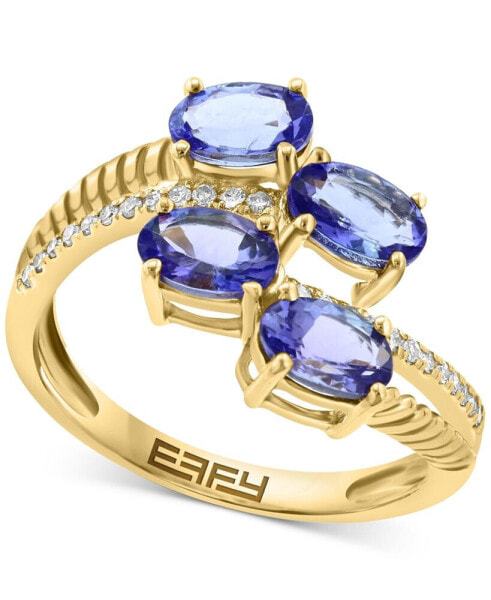 EFFY® Tanzanite (1-5/8 ct. t.w.) & Diamond (1/8 ct. t.w.) Cluster Bypass Ring in 14k Gold