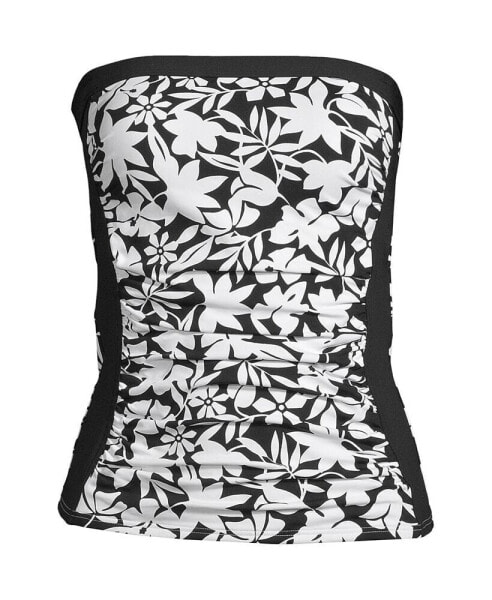 Women's D-Cup Bandeau Tankini Swimsuit Top with Removable Adjustable Straps