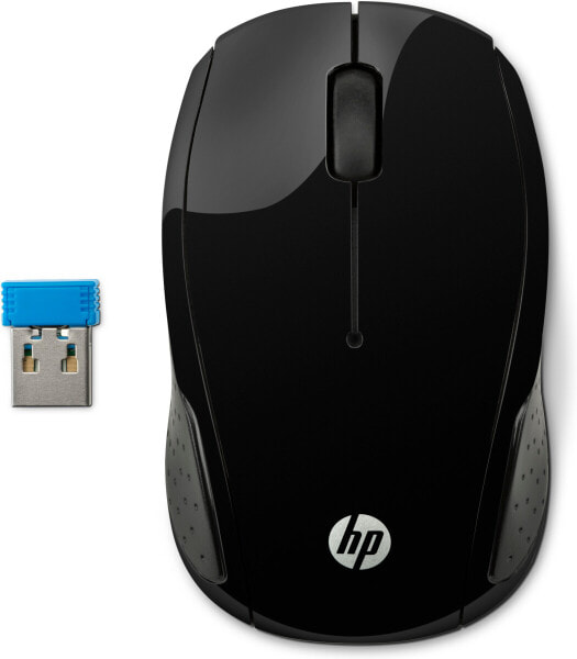 HP Wireless Mouse 200 - Ambidextrous - Optical - RF Wireless - 1000 DPI - Black