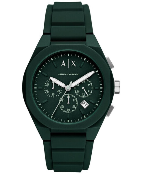 Men's Rafael Chronograph Green Silicone Watch 44mm