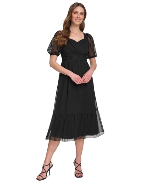Women's Puff-Sleeve A-Line Dress