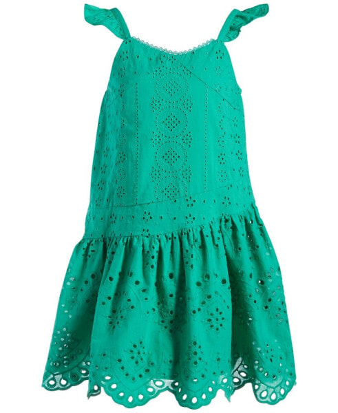 Toddler & Little Girls Cotton Eyelet Flutter-Strap Swing Dress