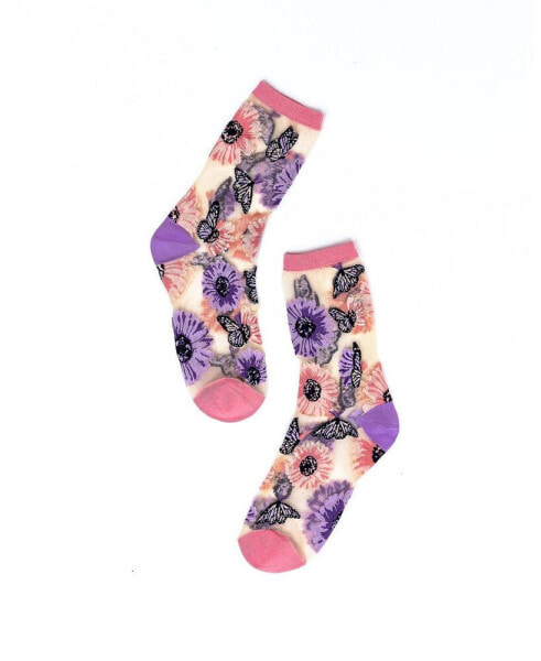 Women's Sunflower Butterfly Sheer Sock