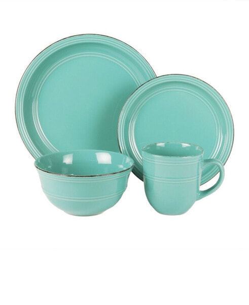 Madelyn Aqua Blue 16 Pc Dinnerware Set