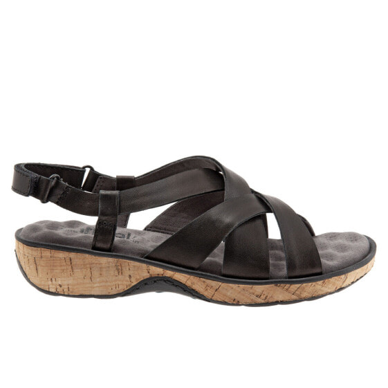 Softwalk Bonaire S1902-001 Womens Black Leather Slingback Sandals Shoes 6