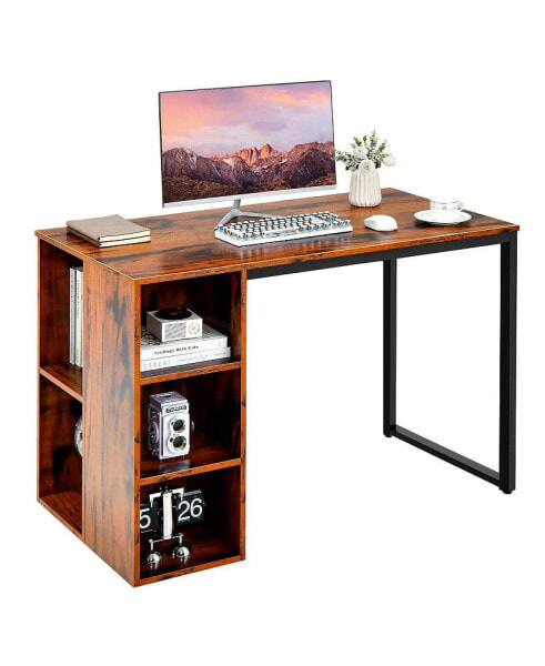 Computer Desk with 5 Side Shelves and Metal Frame