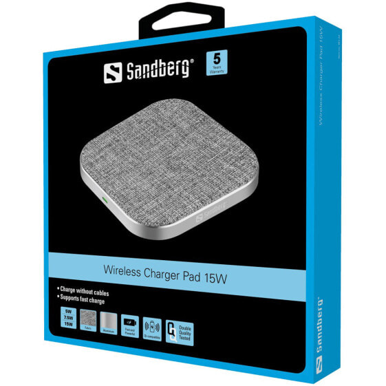 SANDBERG Wireless Charger Pad 15W - Indoor - USB - Wireless charging - Grey