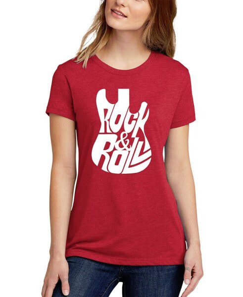 Women's Premium Blend Word Art Rock And Roll Guitar T-Shirt