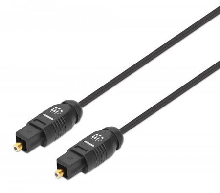 Manhattan Toslink Digital Optical AudioCable - 3m - Male/Male - Toslink S/PDIF - Gold plated contacts - Lifetime Warranty - Polybag - 3 m - TOSLINK - TOSLINK