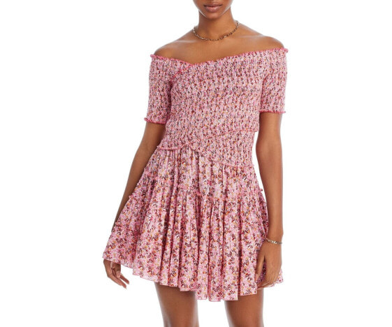 Poupette St. Barth Womens Soledad Cotton Mini Dress Pink Size Medium