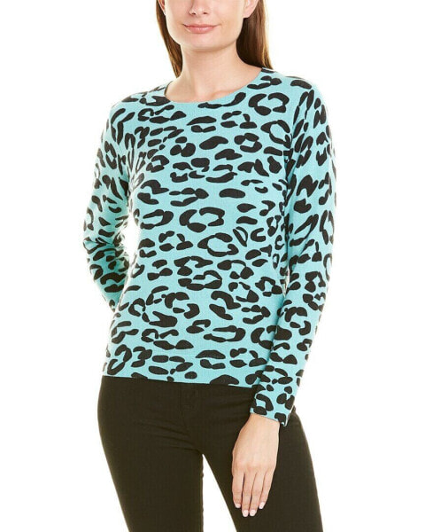 Hannah Rose Relaxed Leopard Cashmere Sweater Women's S