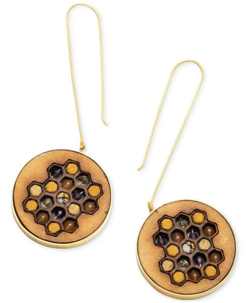 18k Gold-Plated Mixed Gemstone Honeycomb Drop Earrings
