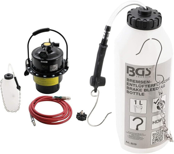 BGS 8315 | Compressed Air Brake Bleeder | Brake Bleeding Device | Brake Fluid | 5L & Adapter Kit for Item 8315 | for Audi, BMW, Ford, Honda, Nissan, Opel, VW