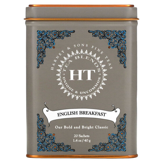 Harney & Sons, English Breakfast, чайная смесь HT, черный чай, 20 пакетиков, 40 г (1,4 унции)